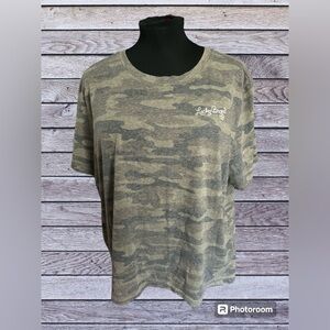 Lucky Brand Cozy Camo Los Angeles Camouflage Short Sleeve T-Shirt Size XXL